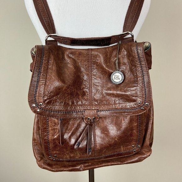 The Sak Ventura Bag Brown Distressed Leather Convertible Backpack Crossbody - Picture 4 of 16